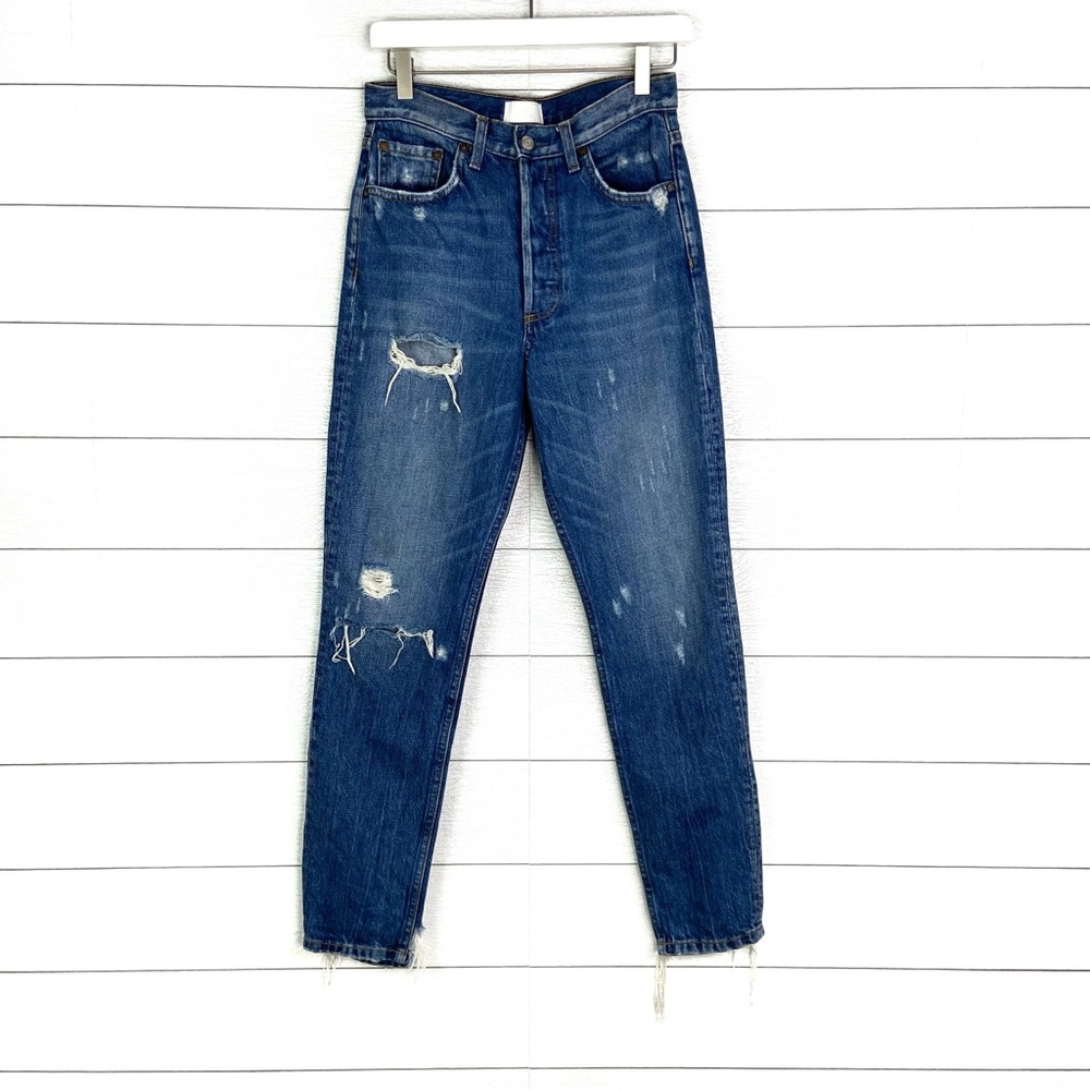 BOYISH Billy High Rise Jeans Distressed Button Fly 27 Denim